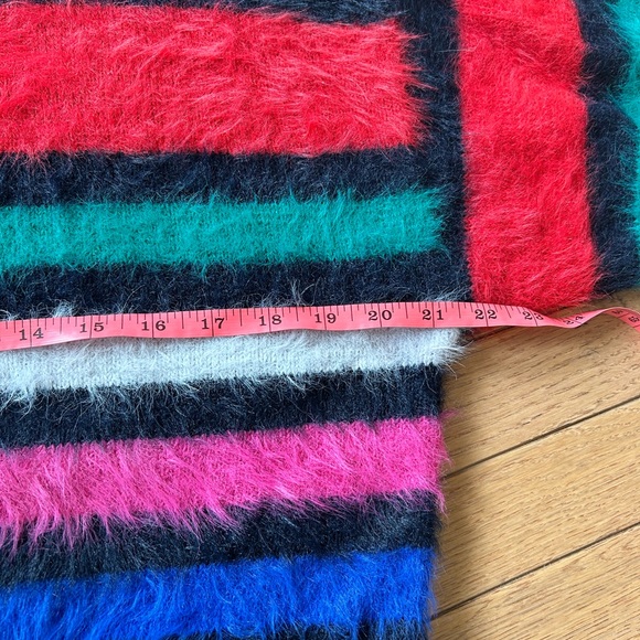 EUC A New Day Women's Crewneck Fuzzy Pullover sweater Multicolor Stripe - Picture 14 of 16